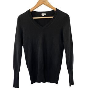 Halogen V Neck Cashmere Pullover Sweater Size‎ XS Black Women’s